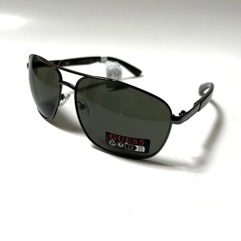 New GUESS Wrap Aviator Sunglasses GF0212 Double Bridge Metal Gunmetal
